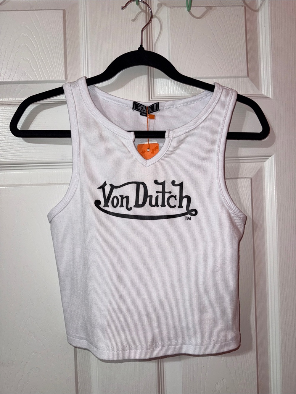 Von Dutch White Tank with Black Logo